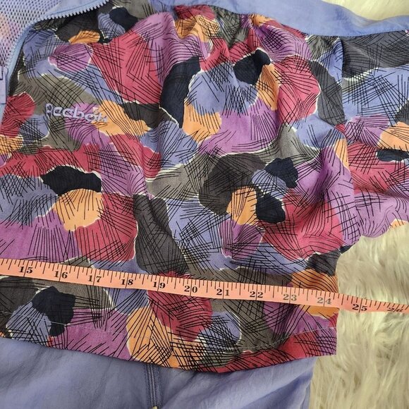 Vintage 90s Reebok Purple‎ Abstract Hooded Full Zip Track Long Jacket Size L - Picture 8 of 14